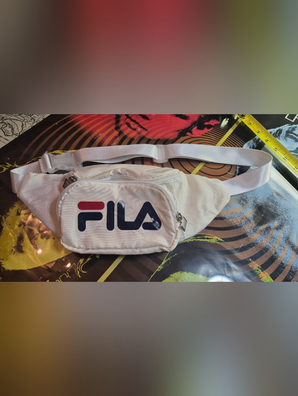 Fila White Belt Bag with Navy and Red Logo